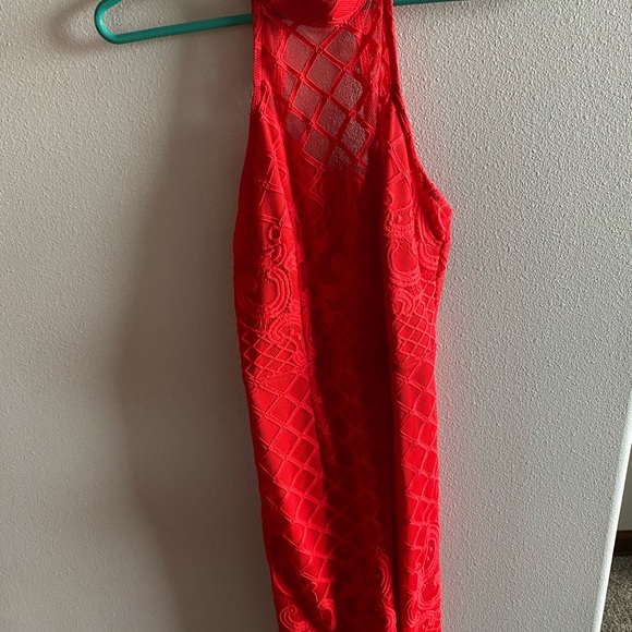 Agaci high neck open back red dress with lace detail XS - Picture 1 of 4